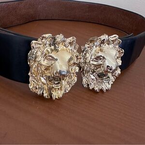 Vintage "Elegant" Gold Lion Head Leather Belt